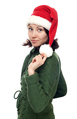 Image showing Girl in red cristmas hat