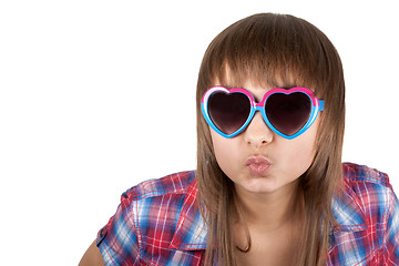 Image showing Portrait beautiful girl in sunglasseses
