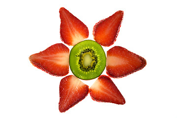 Image showing Strawberries and a kiwi