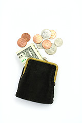 Image showing Purse with one dollar and coins