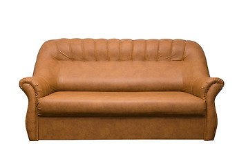 Image showing Brown leather sofa