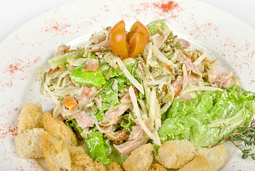 Image showing salad of meat, vegetable and dried crust