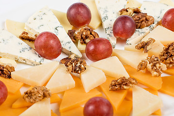 Image showing Cheese and grapes