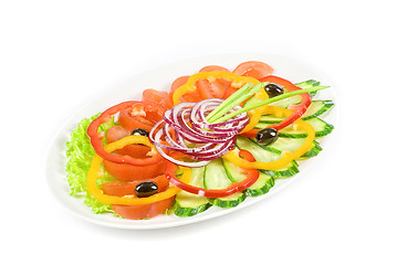 Image showing sliced vegetables at the dish