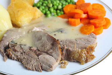 Image showing Roast lamb meal
