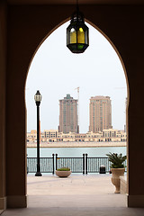 Image showing Doorway and lantern in Qatar