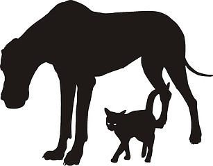 Image showing Dog and cat, friends