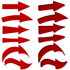 Image showing Set of red arrow icons