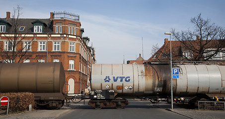 Image showing Freight train crossing