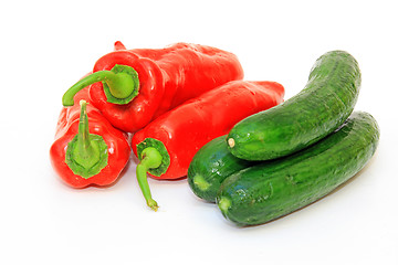 Image showing Tasty kitchen. Fresh vegetables isolated on white