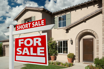 Image showing Short Sale Real Estate Sign and House