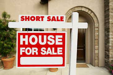 Image showing Short Sale Real Estate Sign and House