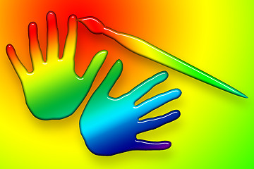 Image showing Paints Hands Over