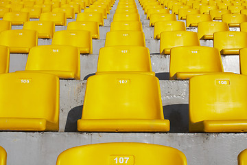 Image showing Yellow stadium seats