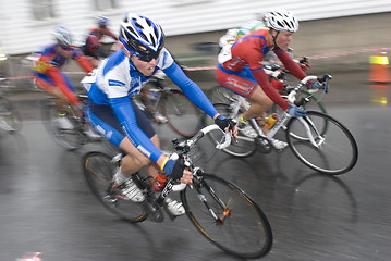 Image showing Bikers in the Rain