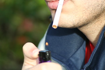 Image showing Person Smoking a Cigarette