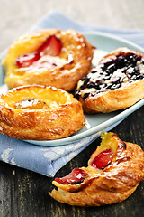 Image showing Plate of fruit danishes