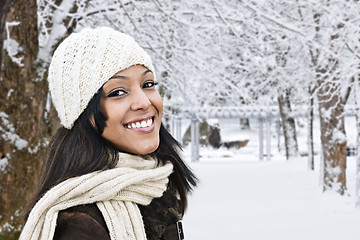 Image showing Happy woman outside in winter