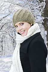 Image showing Happy woman outside in winter