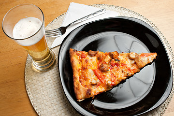 Image showing Pizza and Beer