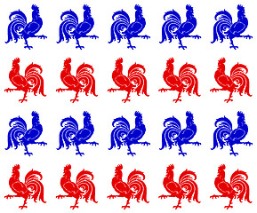 Image showing Red And Blue Roosters