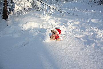 Image showing Bear making a snowman.