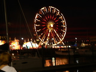 Image showing Ferris wheel at night