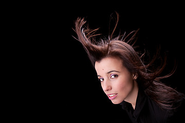 Image showing beautiful woman with hair in the wind