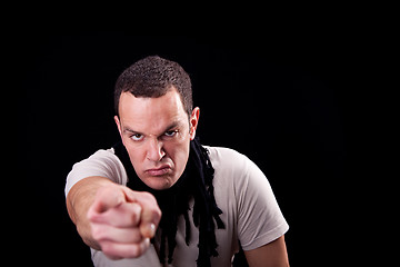 Image showing Angry man pointing