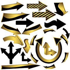 Image showing Set Of Gold And Black Arrow Icons