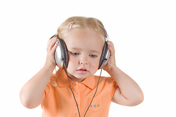 Image showing Little girl with headphones