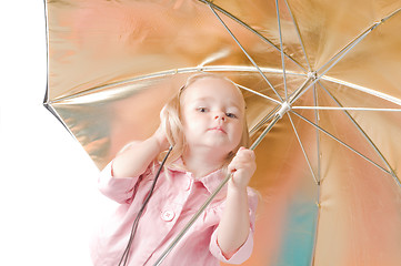 Image showing Little girl talking on the phone