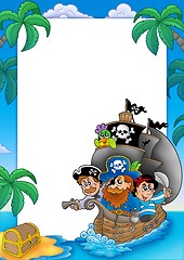 Image showing Frame with sailboat and pirates
