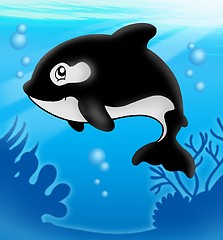 Image showing Cartoon killer whale in sea