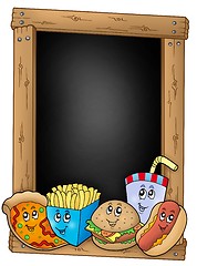 Image showing Blackboard with various cartoon meals