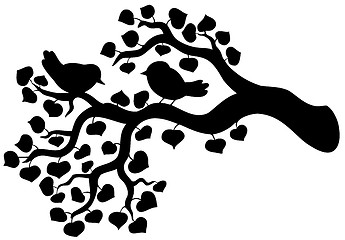 Image showing Silhouette of branch with birds