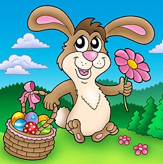 Image showing Cute Easter bunny on meadow