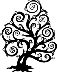 Image showing Stylized tree in bloom silhouette