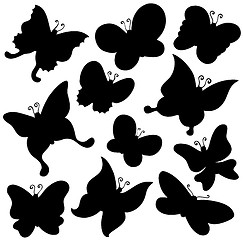 Image showing Butterflies silhouette collection