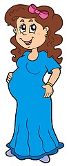Image showing Cartoon pregnant woman