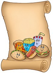 Image showing Parchment with various cartoon meals