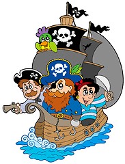 Image showing Ship with various cartoon pirates