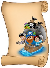 Image showing Scroll with saiboat and pirates