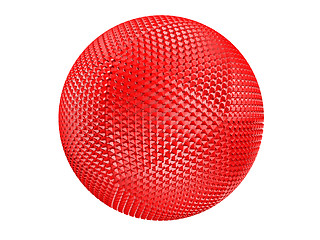 Image showing Red thorny textured sphere isolated on white.