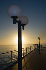 Image showing ssenger Cruise ship stern view at night