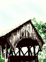 Image showing covered bridge in the summer