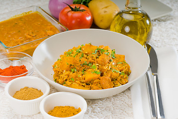 Image showing curry beef rice and potatoes