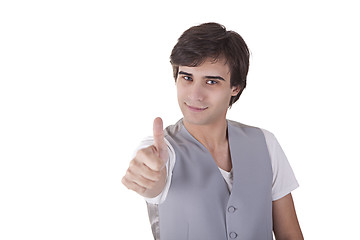 Image showing young men with thumbs up hand sign
