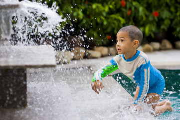 Image showing cute boy playing with water