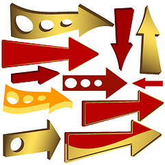 Image showing Set Of Gold And Red Arrow Icons